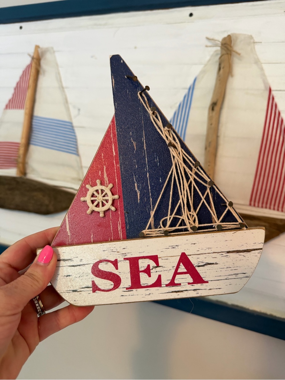 Wooden “SEA” sailboat